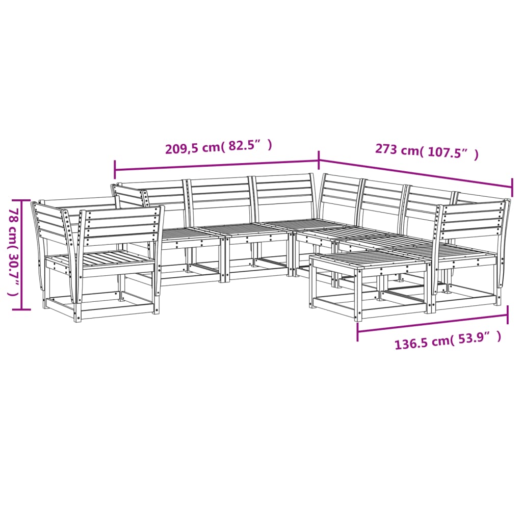 8 Piece Garden Lounge Set Solid Wood Douglas