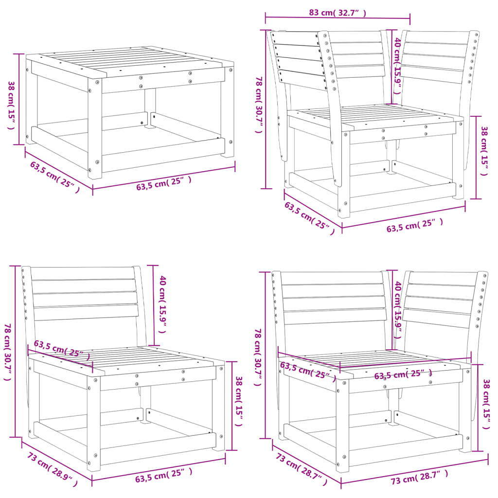 8 Piece Garden Lounge Set Solid Wood Douglas