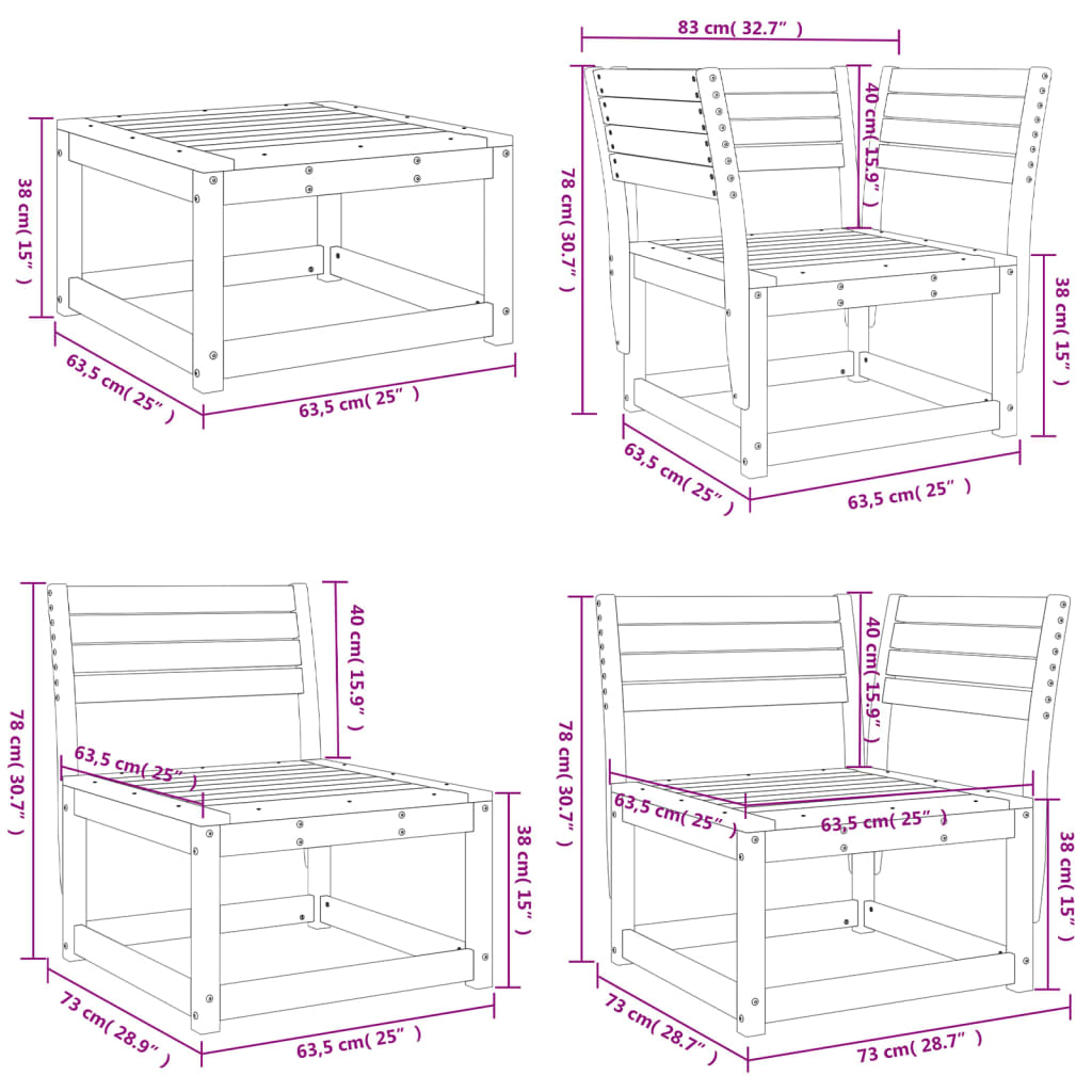 8 Piece Garden Lounge Set Impregnated Wood Pine