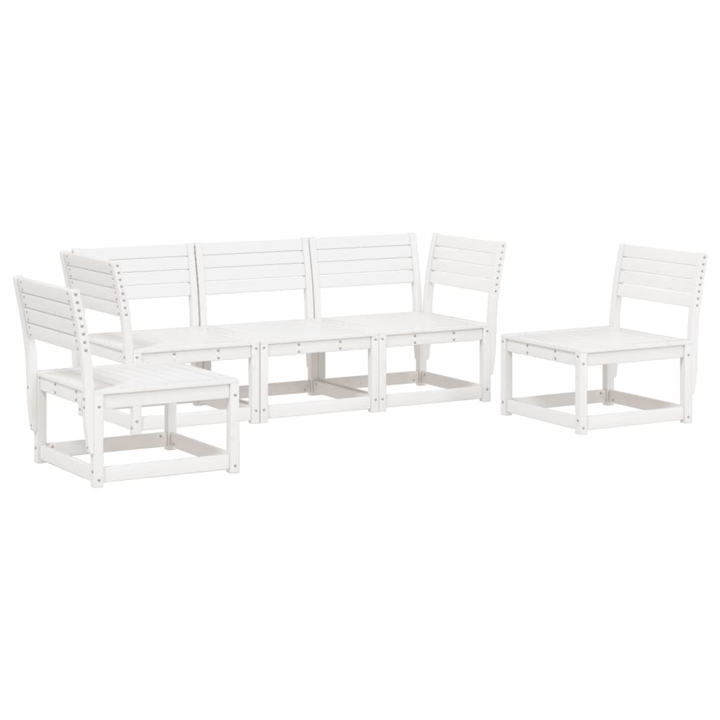 5 Piece Garden Sofa Set White Solid Wood Pine