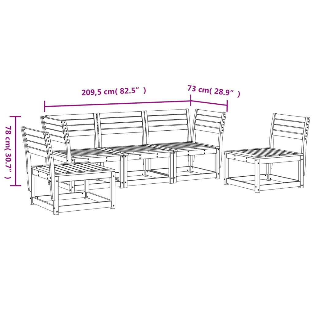 5 Piece Garden Sofa Set White Solid Wood Pine