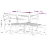 3 Piece Garden Sofa Set Solid Wood Douglas