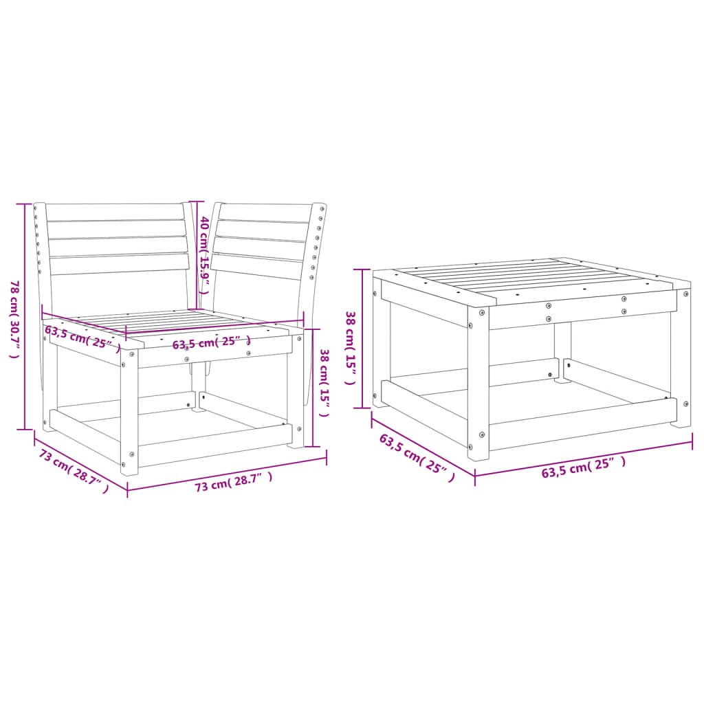 3 Piece Garden Sofa Set Impregnated Wood Pine