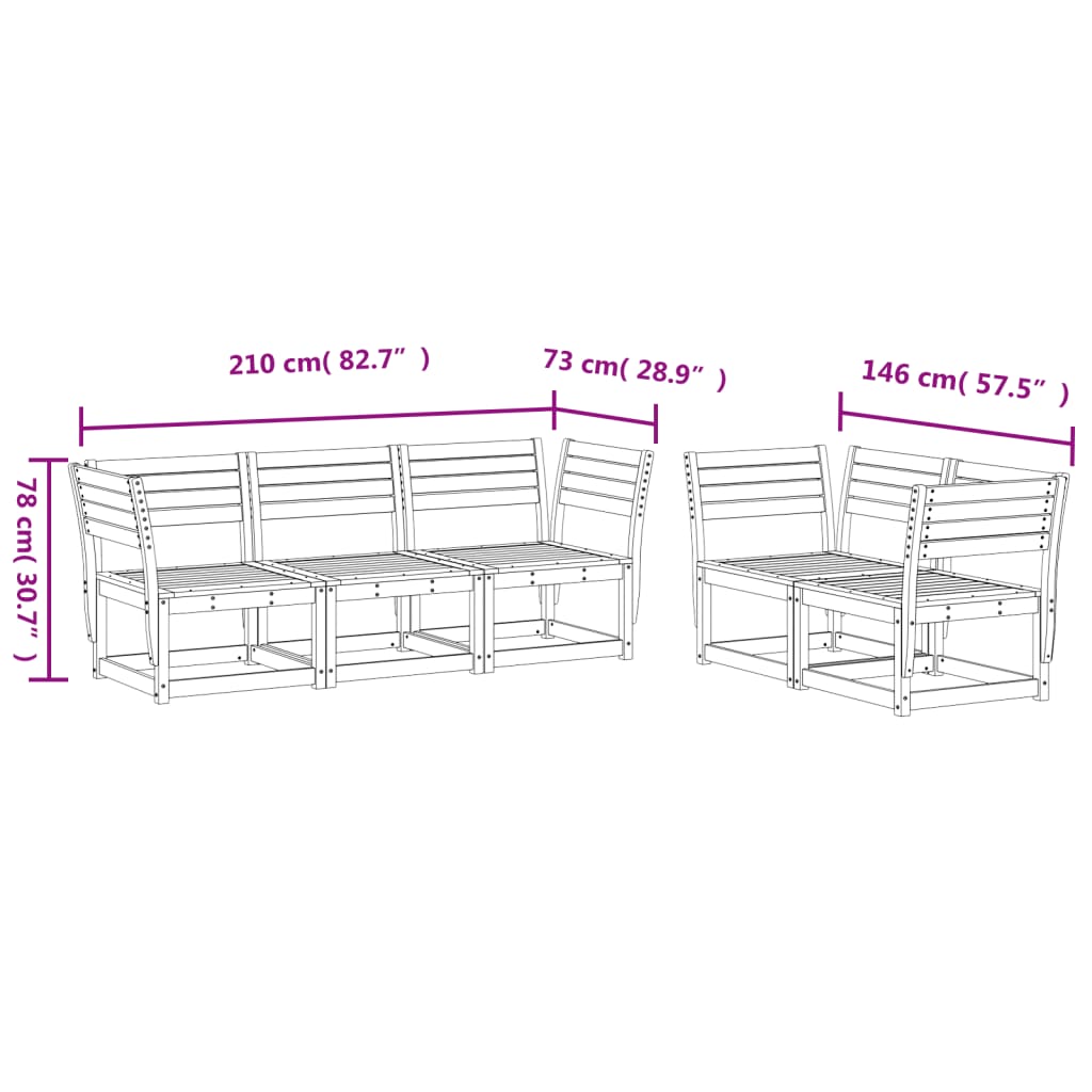 5 Piece Garden Sofa Set White Solid Wood Pine