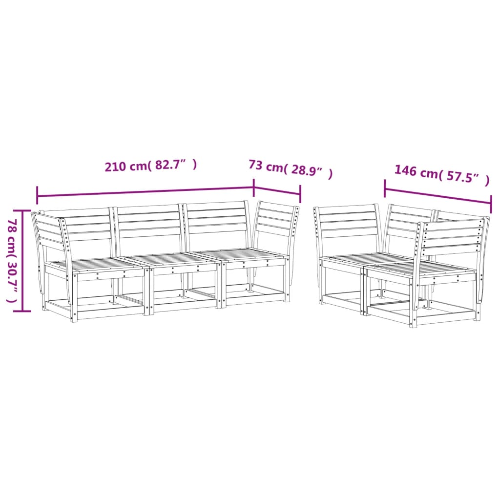 5 Piece Garden Sofa Set Solid Wood Douglas