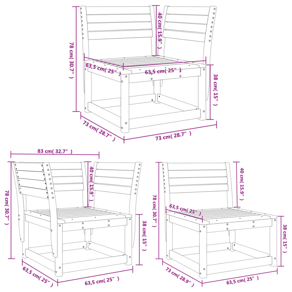 5 Piece Garden Sofa Set Impregnated Wood Pine