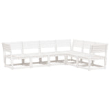 6 Piece Garden Sofa Set White Solid Wood Pine