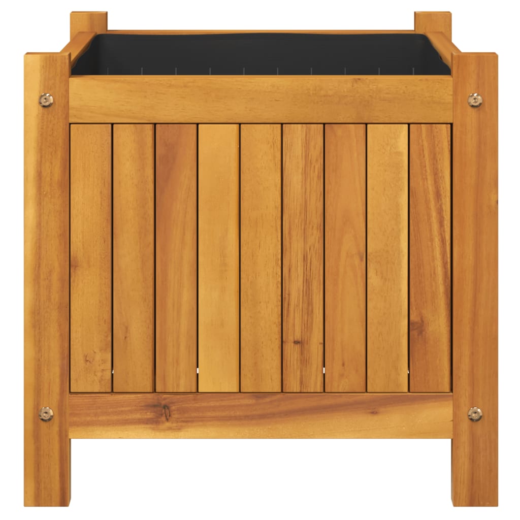 Garden Planter with Liner 42x42x40 cm Solid Wood Acacia