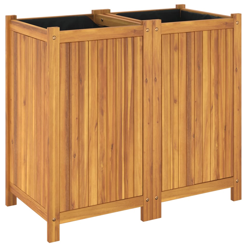 Garden Planter with Liner 84x42x75 cm Solid Wood Acacia