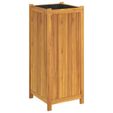 Garden Planter with Liner 42x42x100 cm Solid Wood Acacia