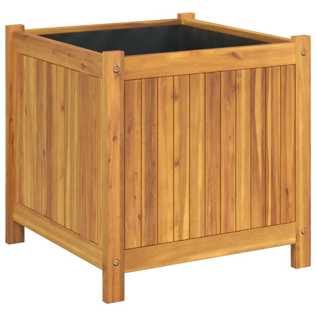 Garden Planter with Liner 50x50x50 cm Solid Wood Acacia