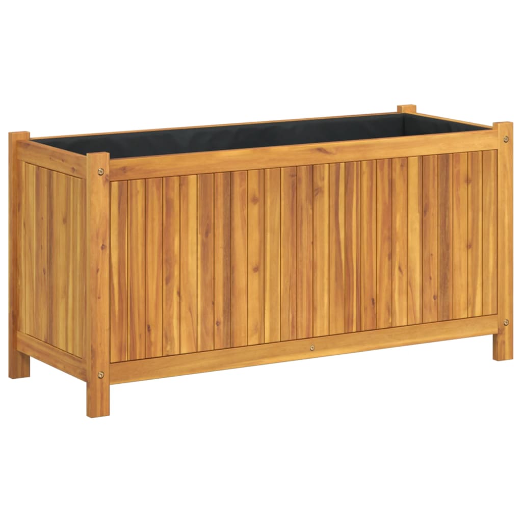 Garden Planter with Liner 99.5x38x50 cm Solid Wood Acacia