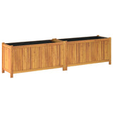 Garden Planter with Liner 199x38.5x50 cm Solid Wood Acacia
