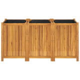 Garden Planter with Liner 150x50x75 cm Solid Wood Acacia
