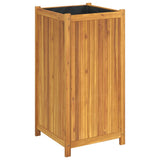 Garden Planter with Liner 50x50x100 cm Solid Wood Acacia