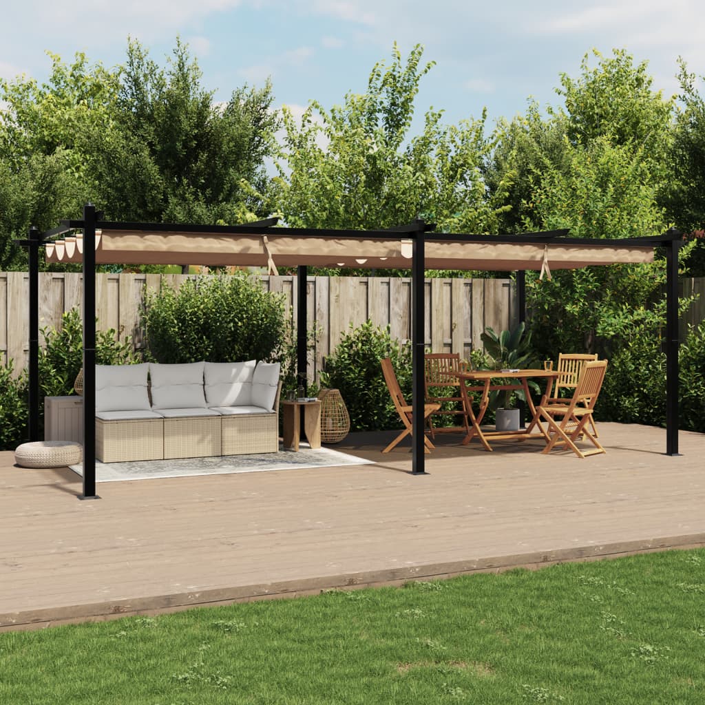 Garden Gazebo with Retractable Roof Taupe 3x6 m Aluminium