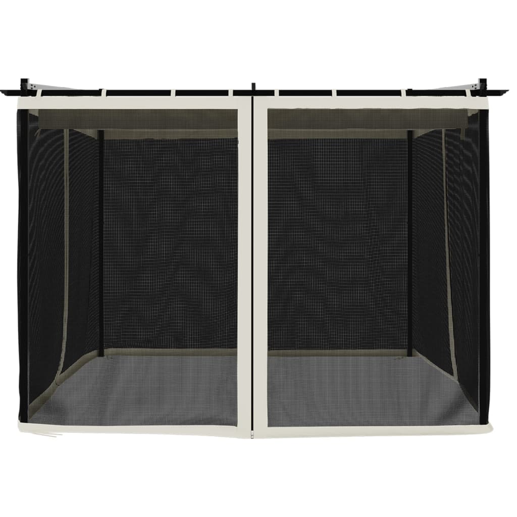 Gazebo with Mesh Walls Cream 3x3 m Steel