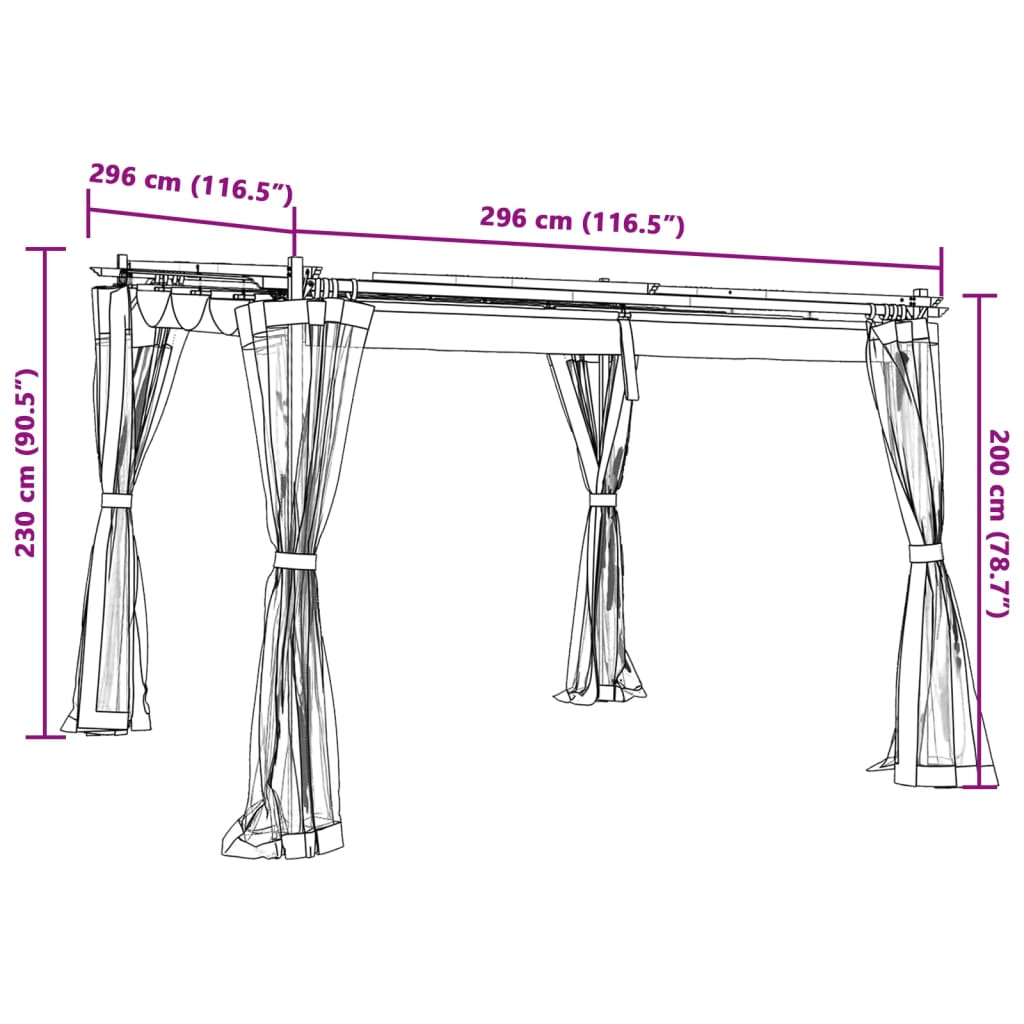 Gazebo with Mesh Walls Anthracite 3x3 m Steel