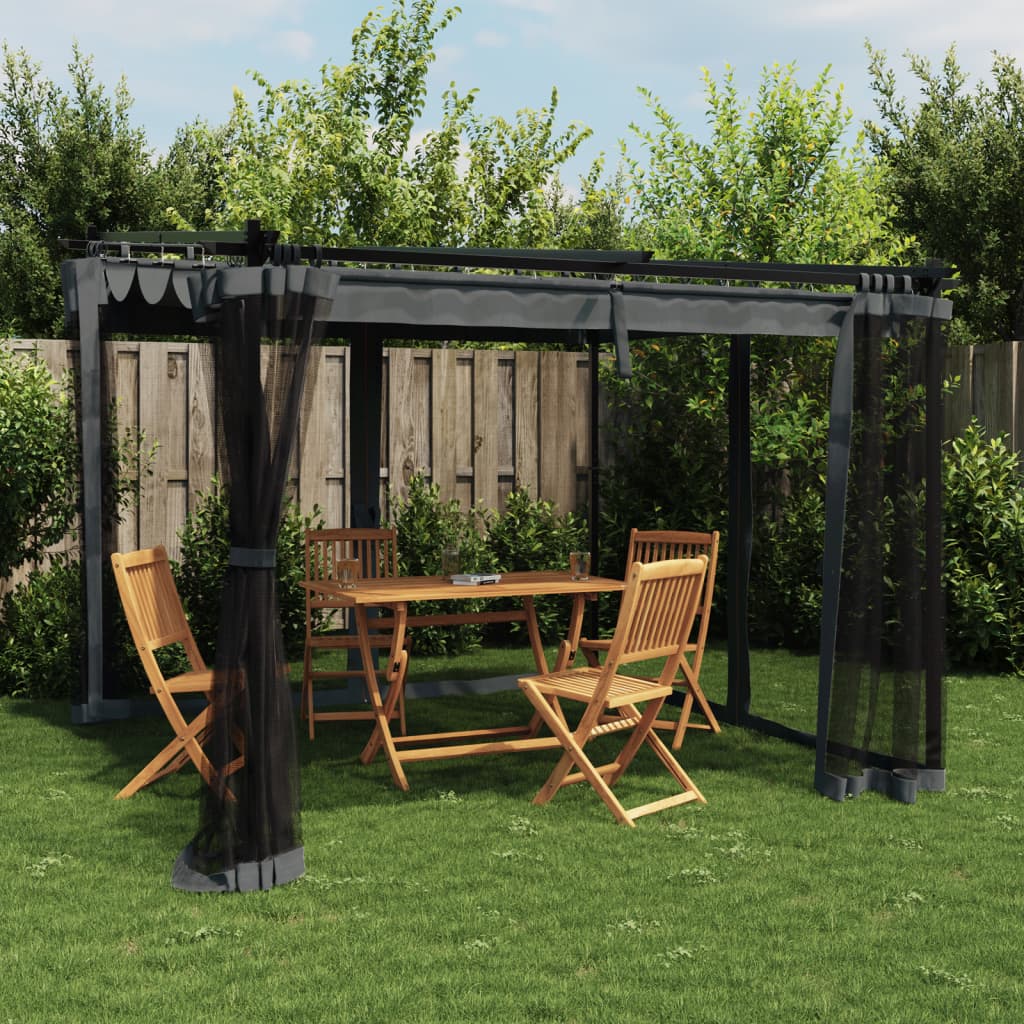 Gazebo with Mesh Walls Anthracite 3x3 m Steel