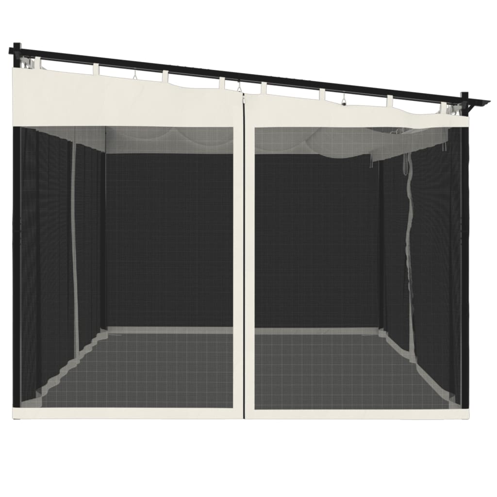 Gazebo with Mesh Walls Cream 4x3 m Steel