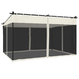 Gazebo with Mesh Walls Cream 4x3 m Steel