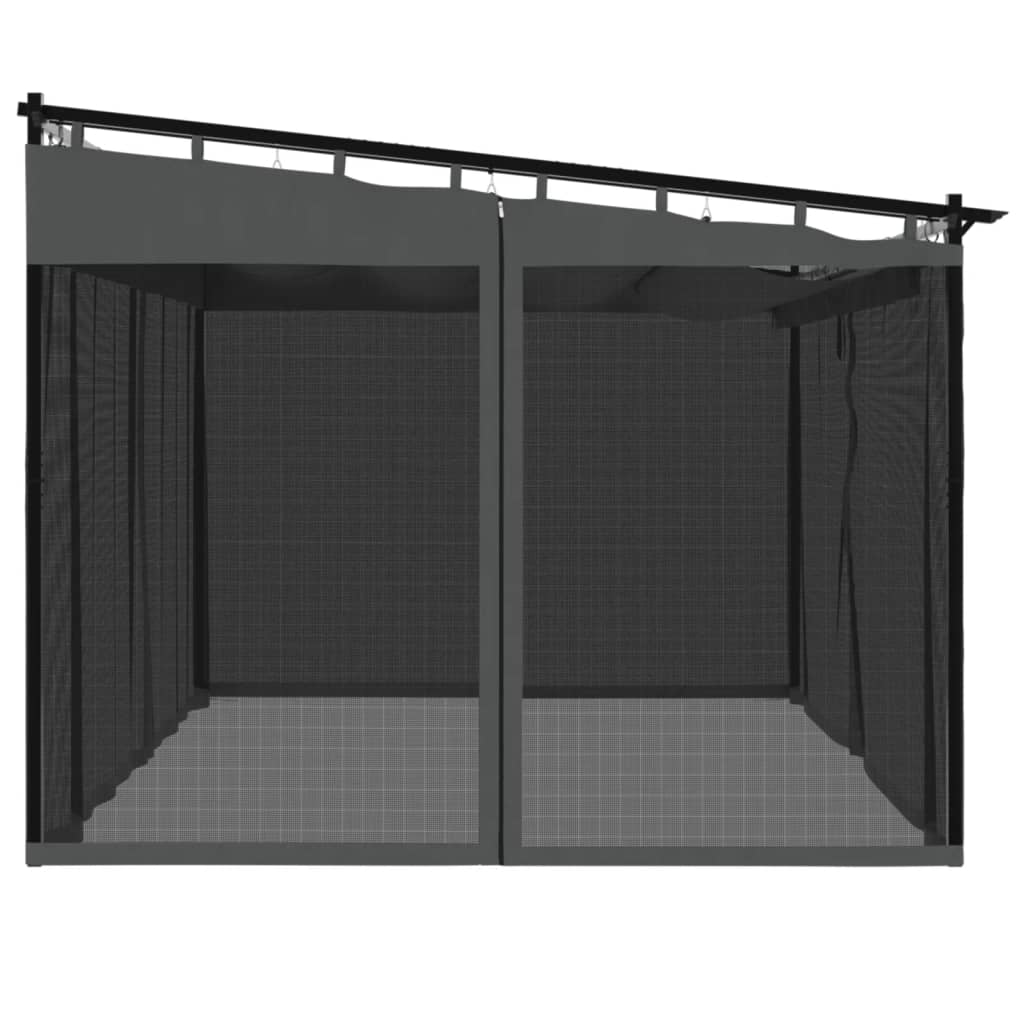 Gazebo with Mesh Walls Anthracite 4x3 m Steel