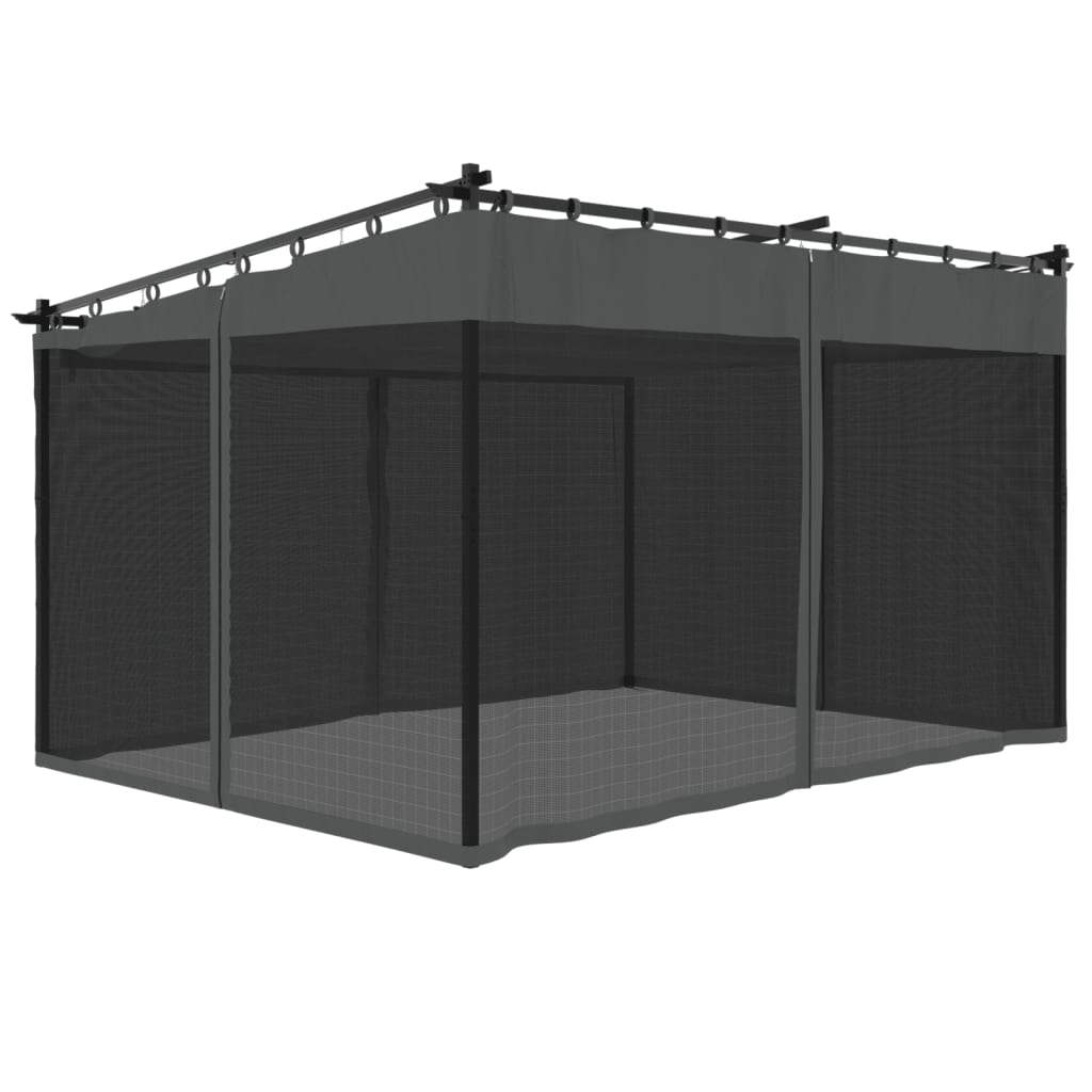 Gazebo with Mesh Walls Anthracite 4x3 m Steel