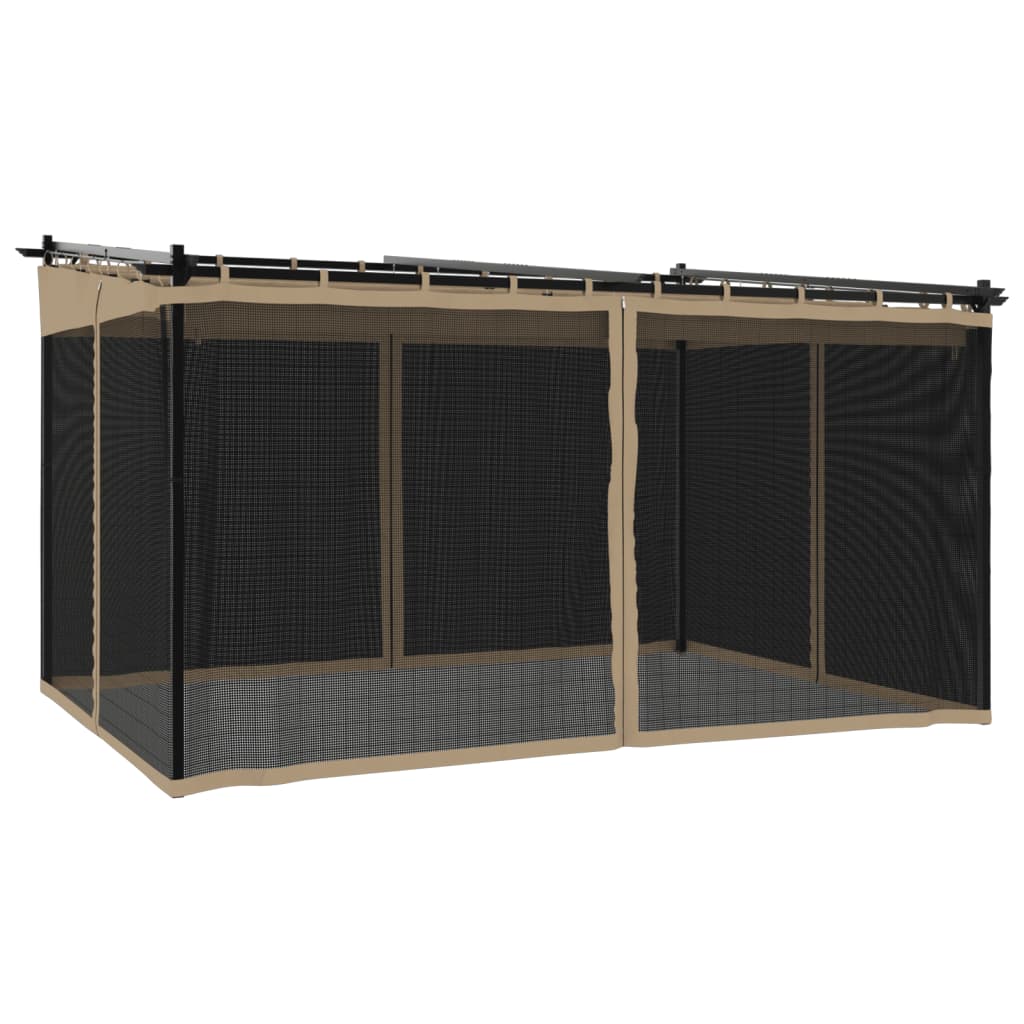 Gazebo with Mesh Walls Taupe 4x3 m Steel