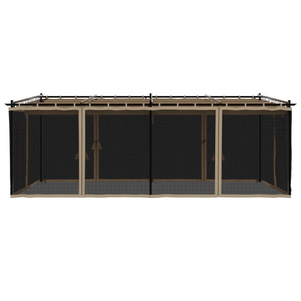 Gazebo with Mesh Walls Taupe 6x3 m Steel