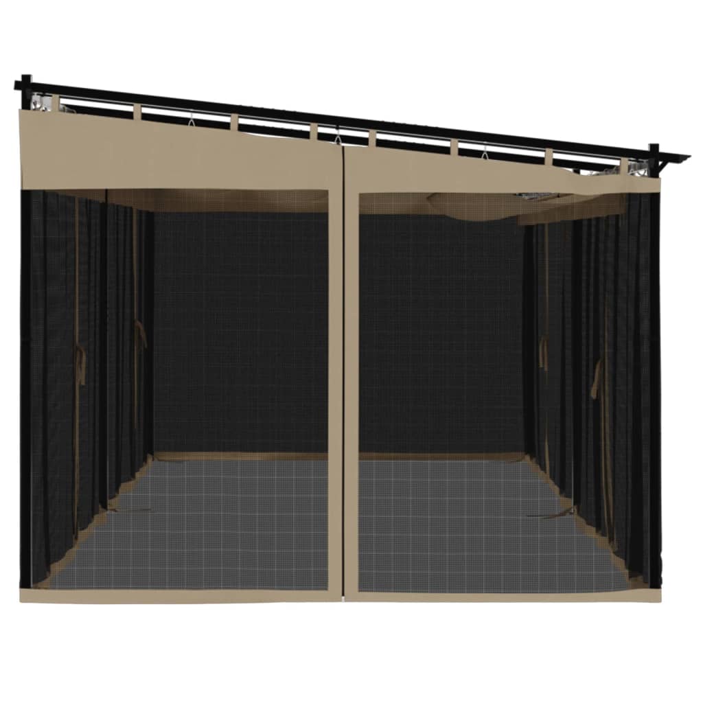 Gazebo with Mesh Walls Taupe 6x3 m Steel