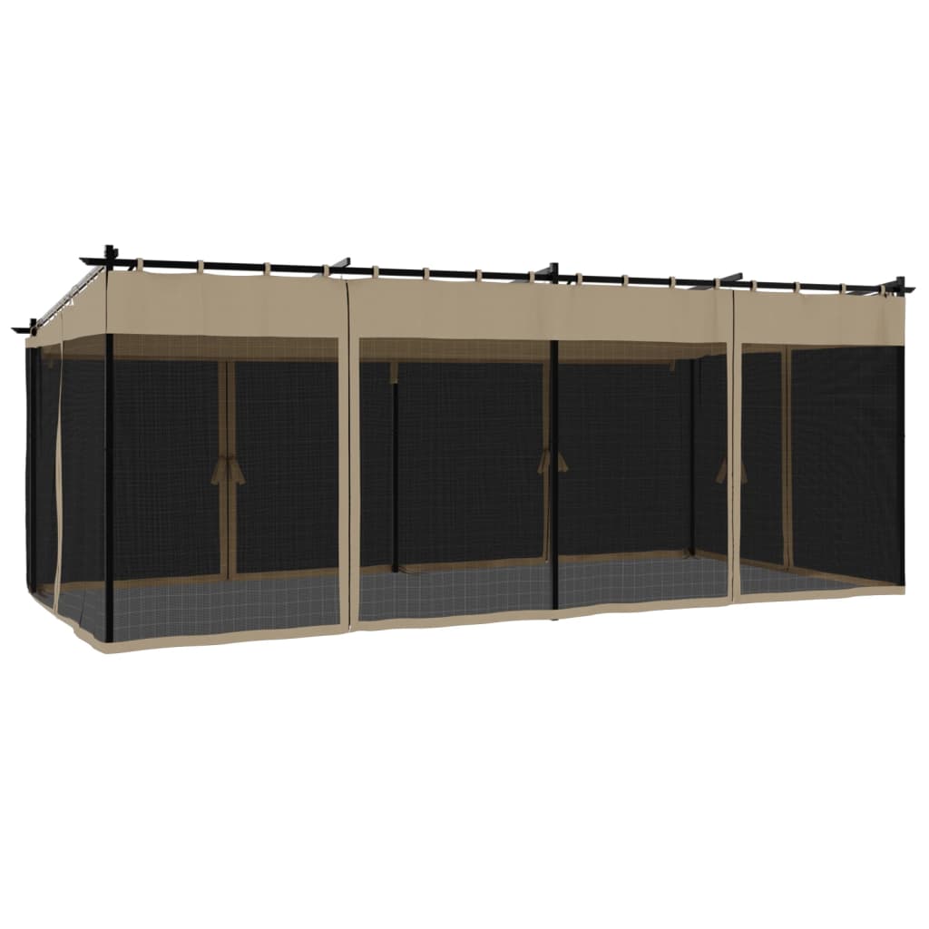 Gazebo with Mesh Walls Taupe 6x3 m Steel