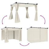 Gazebo with Curtains Cream 3x3 m Steel