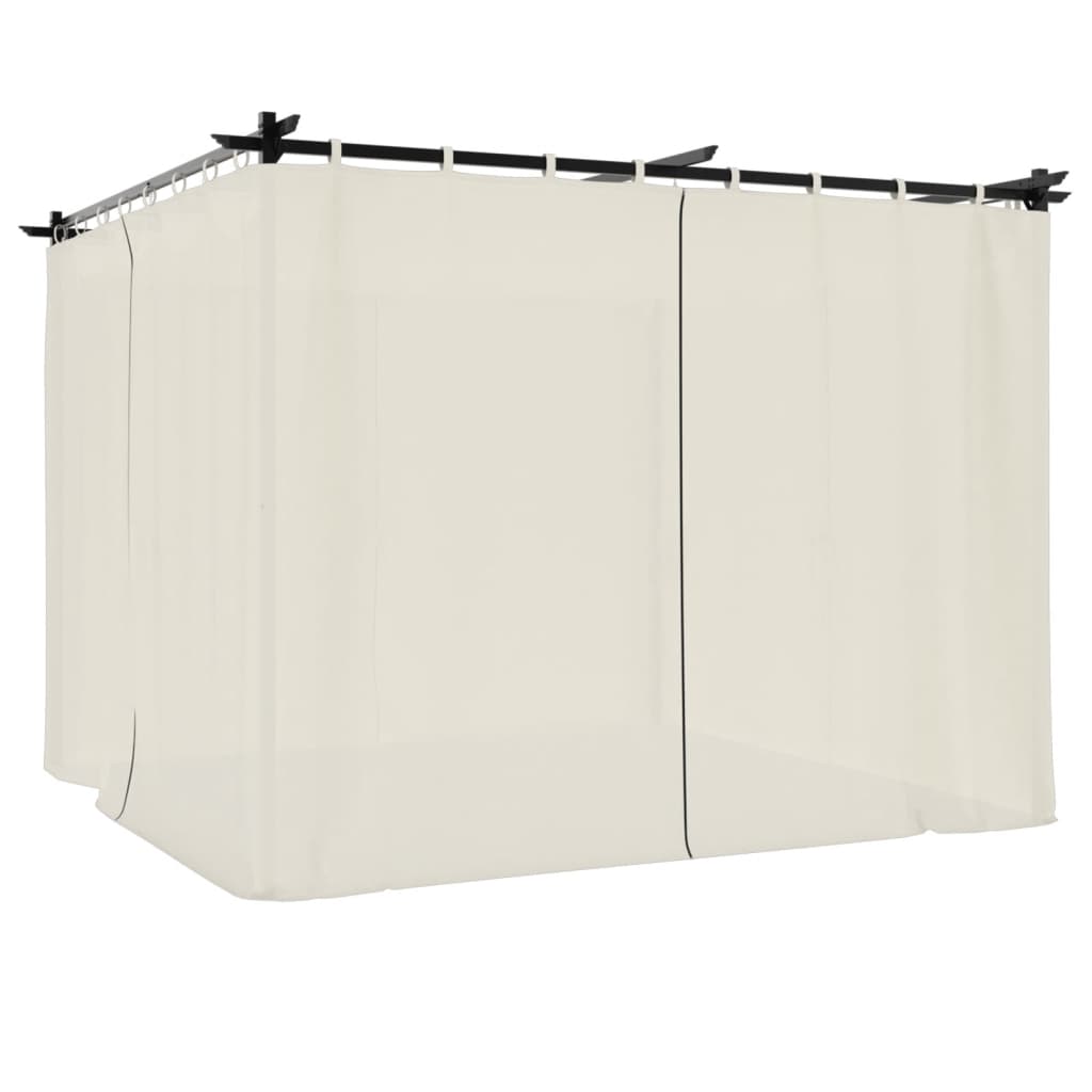 Gazebo with Curtains Cream 3x3 m Steel