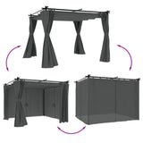 Gazebo with Curtains Anthracite 3x3 m Steel