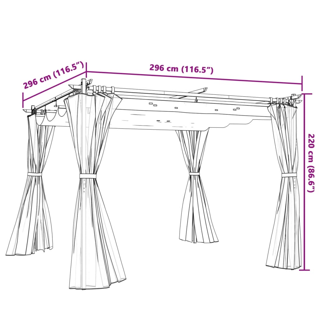 Gazebo with Curtains Anthracite 3x3 m Steel