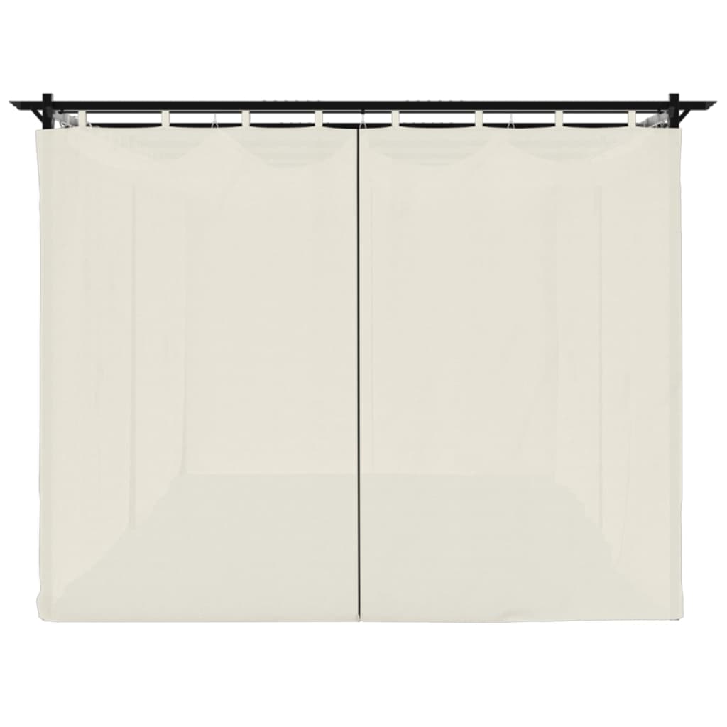 Gazebo with Curtains Cream 6x3 m Steel