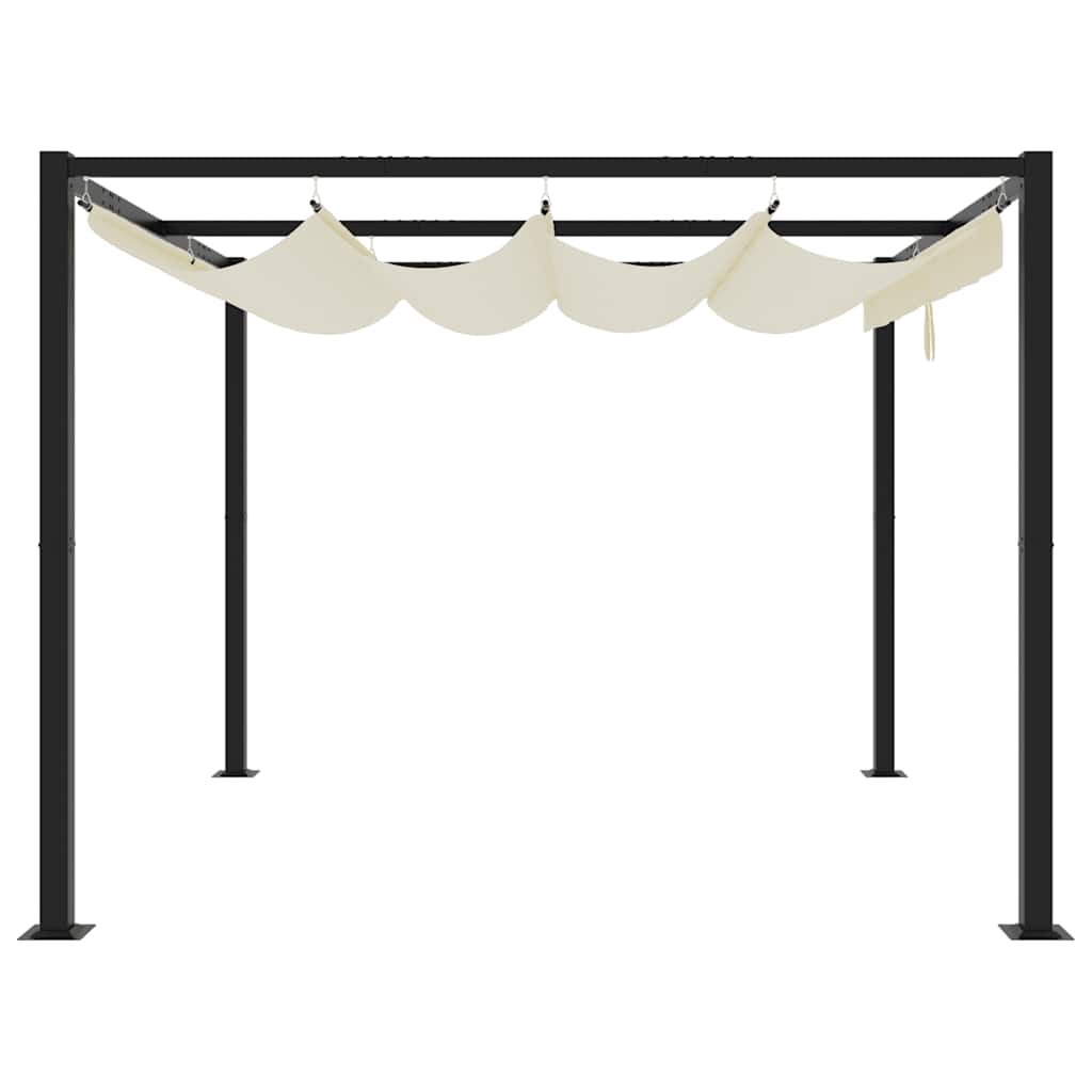 Garden Gazebo with Retractable Roof Cream 3x3 m Steel