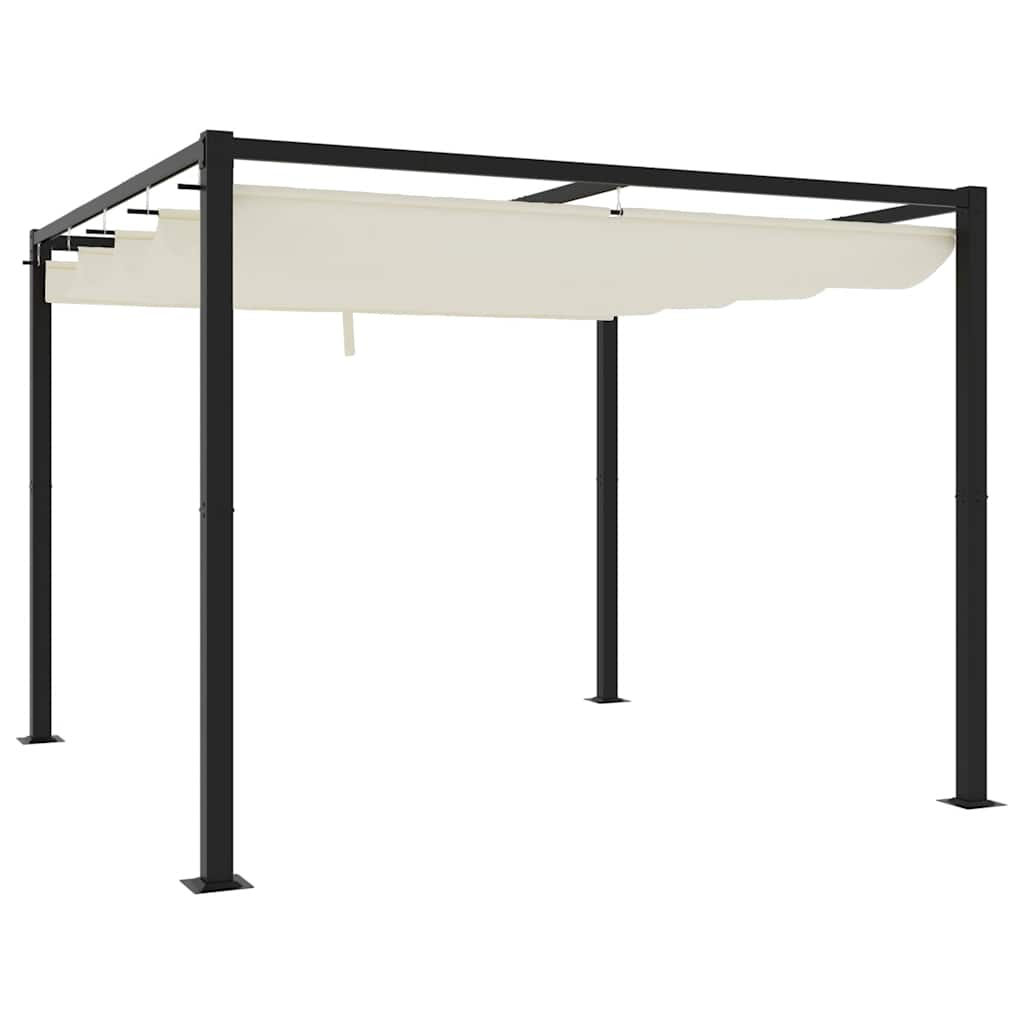 Garden Gazebo with Retractable Roof Cream 3x3 m Steel