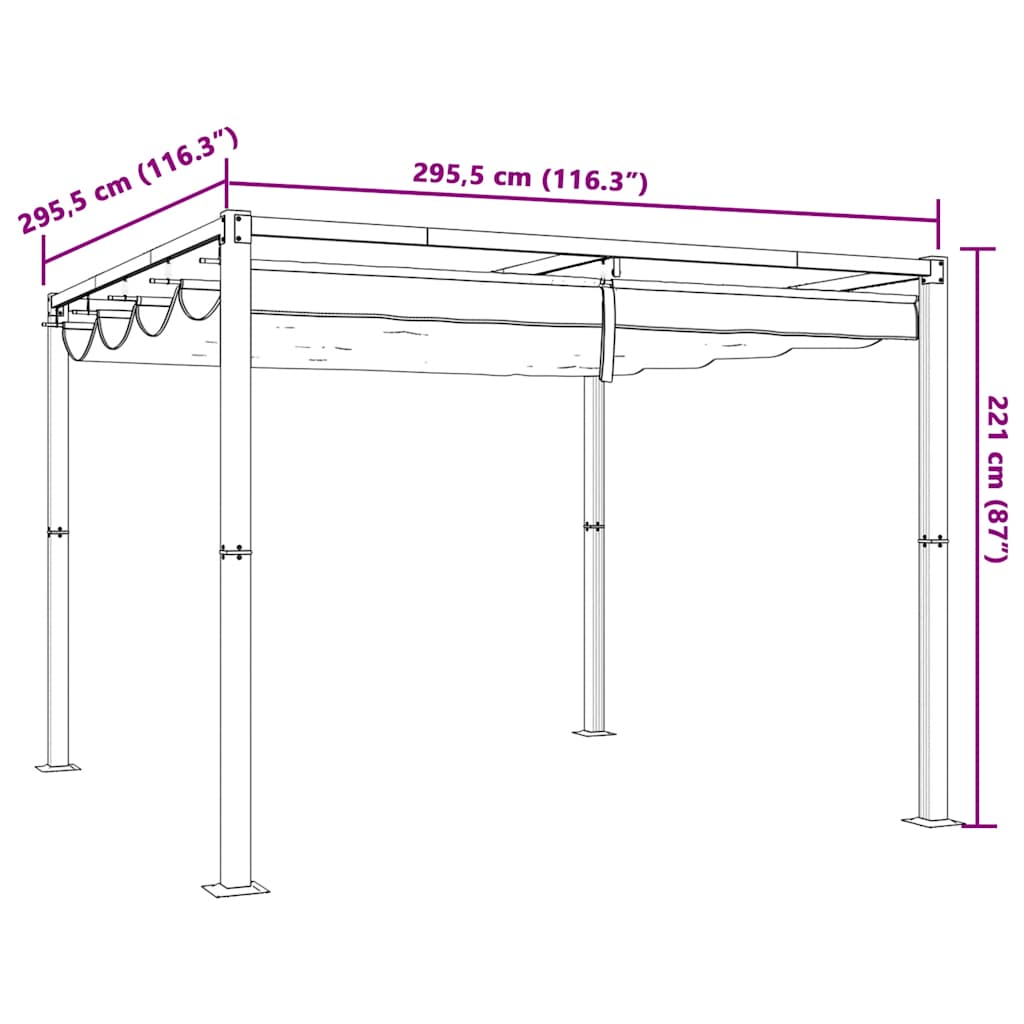 Garden Gazebo with Retractable Roof Cream 3x3 m Steel