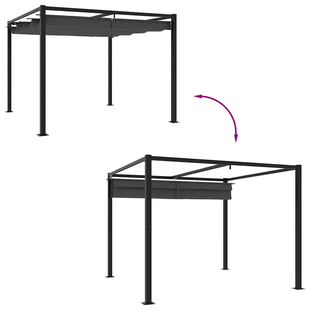 Garden Gazebo with Retractable Roof Anthracite 3x3 m Steel