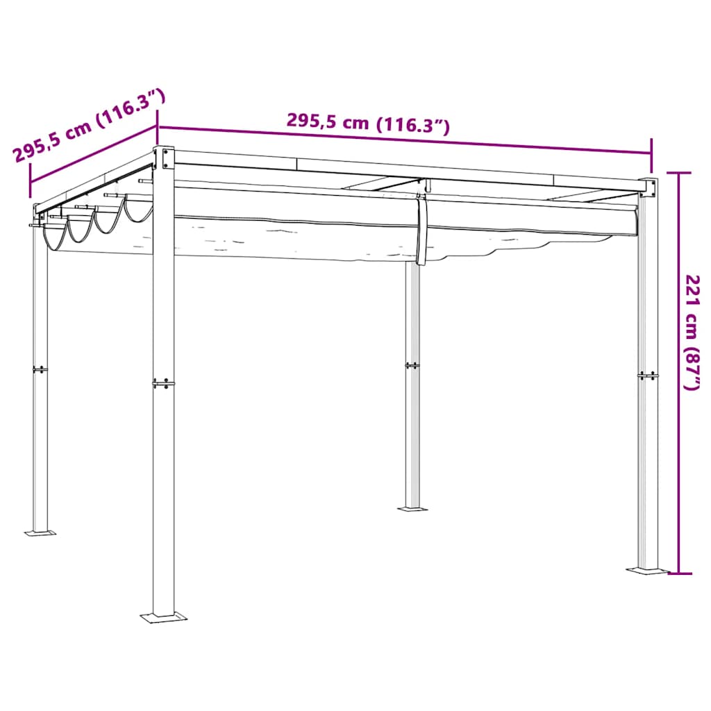 Garden Gazebo with Retractable Roof Anthracite 3x3 m Steel