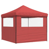 Foldable Party Tent Pop-Up with 2 Sidewalls Burgundy