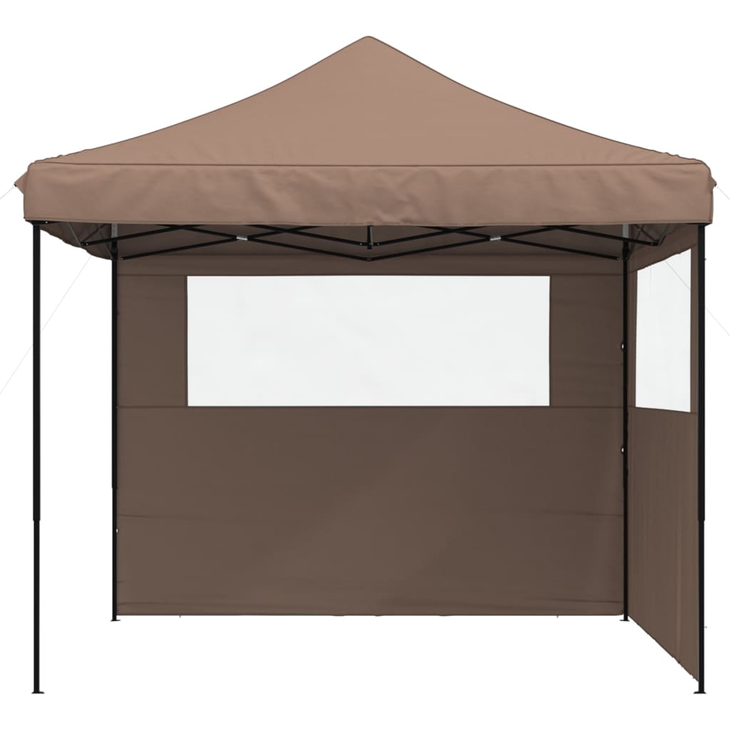 Foldable Party Tent Pop-Up with 2 Sidewalls Brown