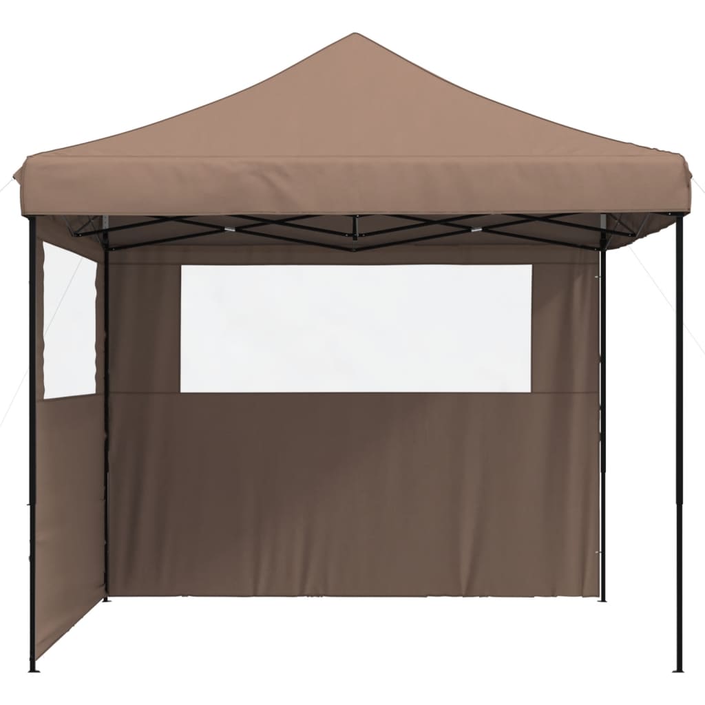 Foldable Party Tent Pop-Up with 2 Sidewalls Brown