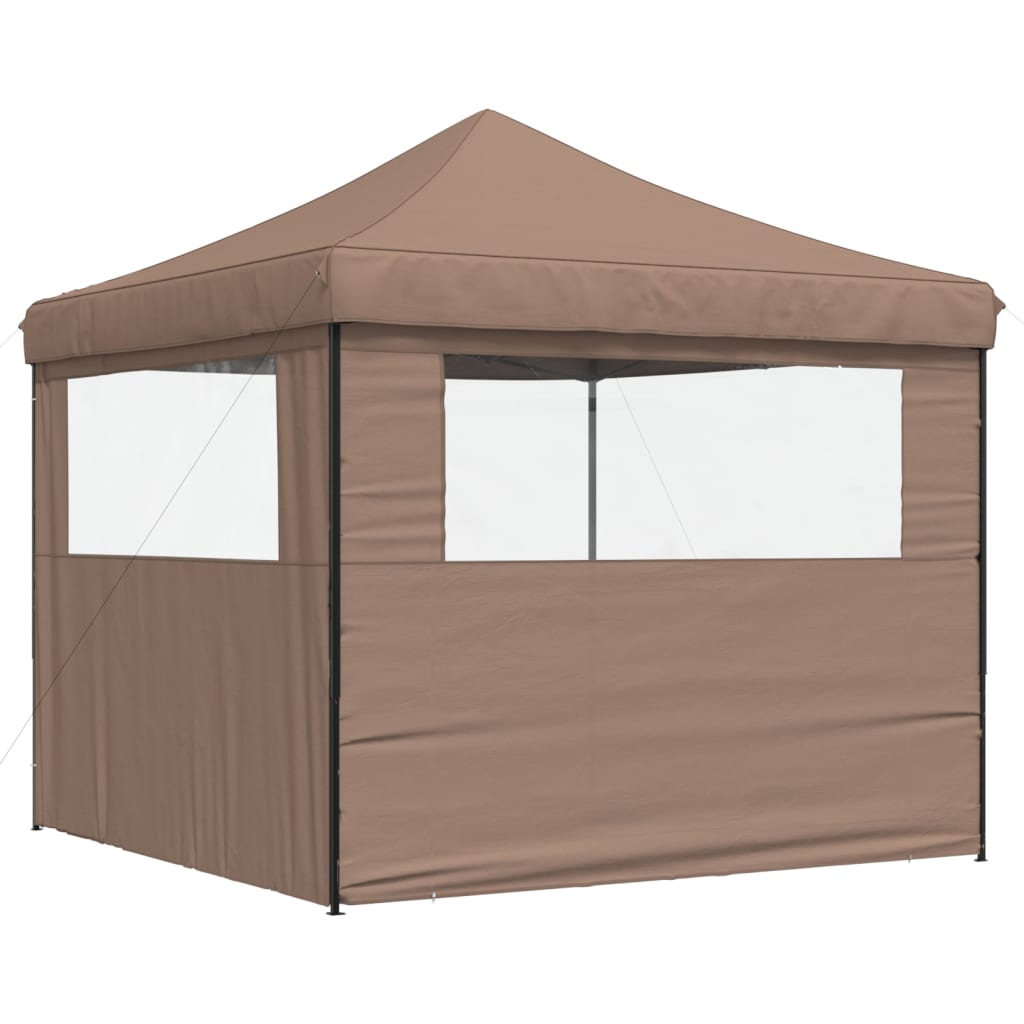 Foldable Party Tent Pop-Up with 2 Sidewalls Brown