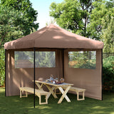 Foldable Party Tent Pop-Up with 2 Sidewalls Brown