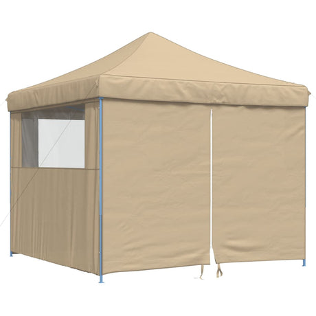 Foldable Party Tent Pop-Up with 4 Sidewalls Beige