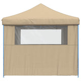 Foldable Party Tent Pop-Up with 4 Sidewalls Beige