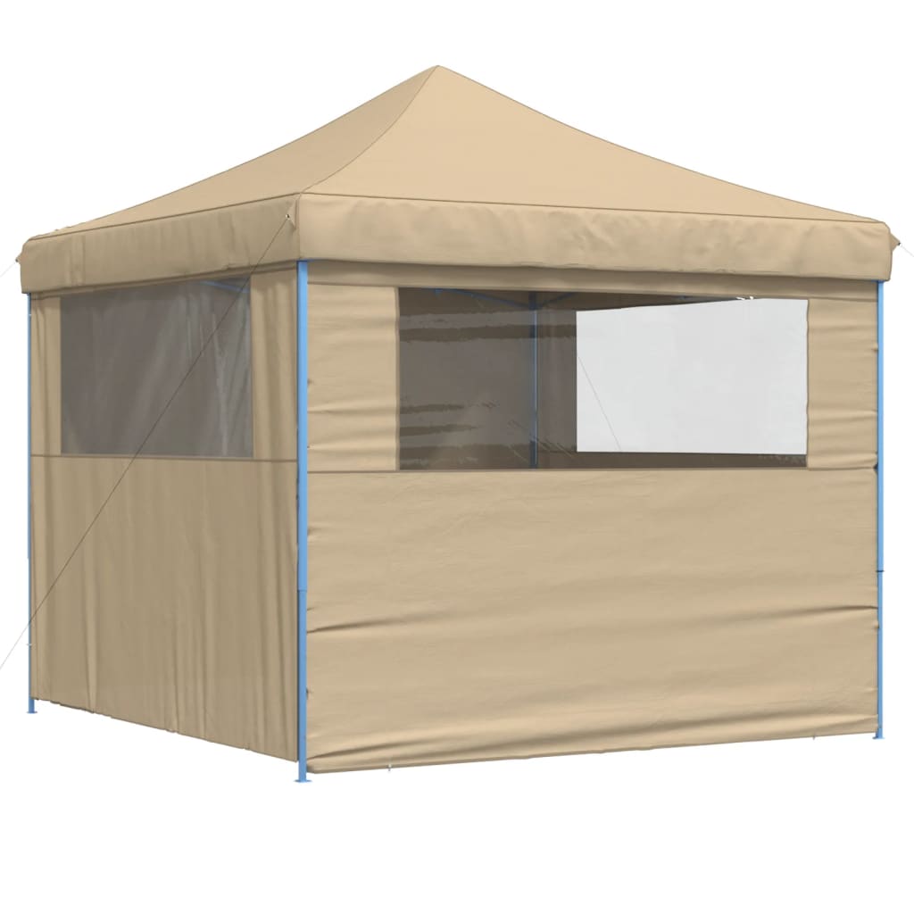 Foldable Party Tent Pop-Up with 4 Sidewalls Beige