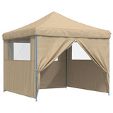 Foldable Party Tent Pop-Up with 4 Sidewalls Beige